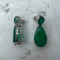 Sterling silver emerald pear shape earrings