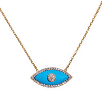“Gemma” silver gold plated turquoise eye necklace