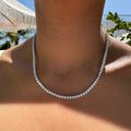 Sterling silver 3 mm cz diamond tennis necklace