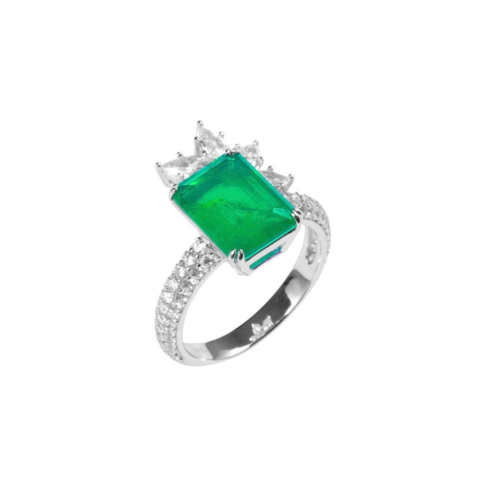 Sterling silver Emerald green crown ring