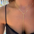 Silver gold plated radiant disc chain lariat necklace