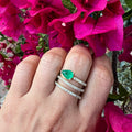 Silver gold plated spiral pear emerald ring