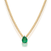 Silver gold plated pear shaped emerald necklace