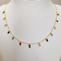 Rainbow baguette drops necklace
