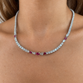 Silver ruby cz diamond tennis necklace