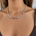 Silver ruby cz diamond tennis necklace
