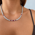 Silver ruby cz diamond tennis necklace
