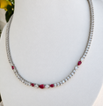 Silver ruby cz diamond tennis necklace