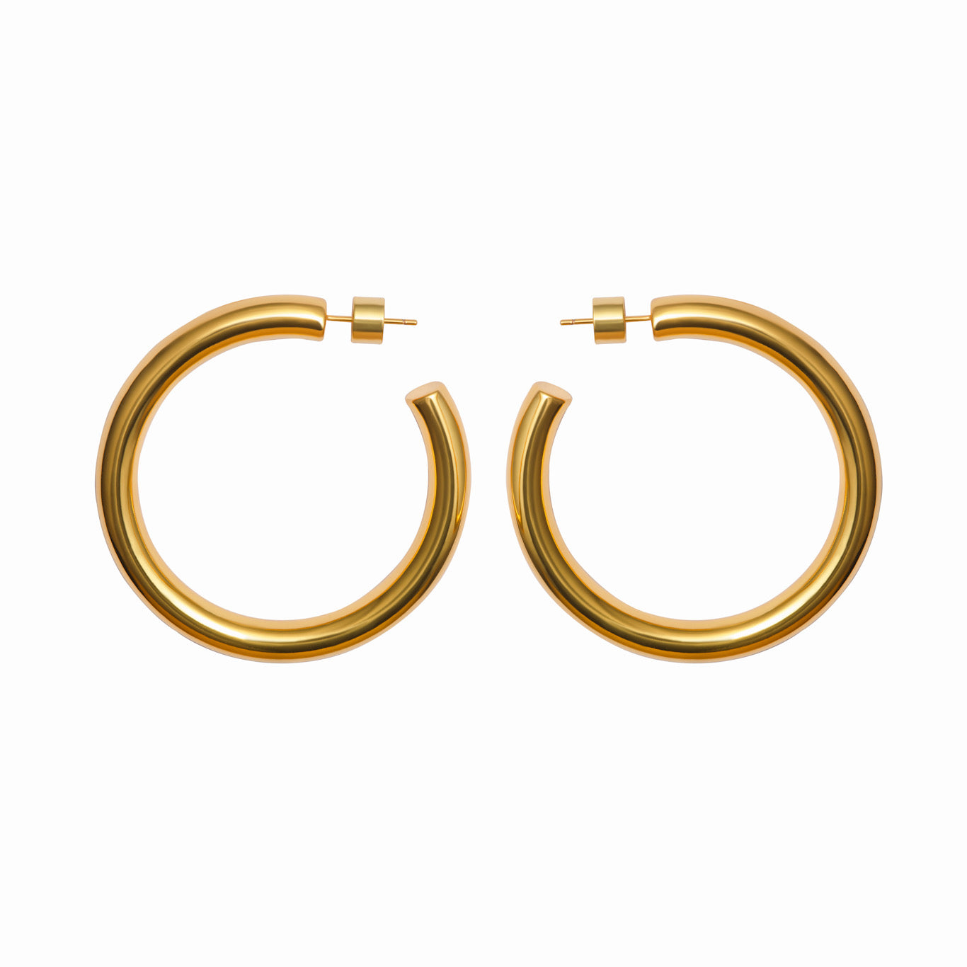 18k gold plated large tube hoops