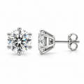 Sterling silver certified moissanite 7 mm round stud earrings