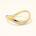 Silver gold plated wave pave cz diamond band