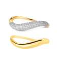 Silver gold plated wave pave diamond band set