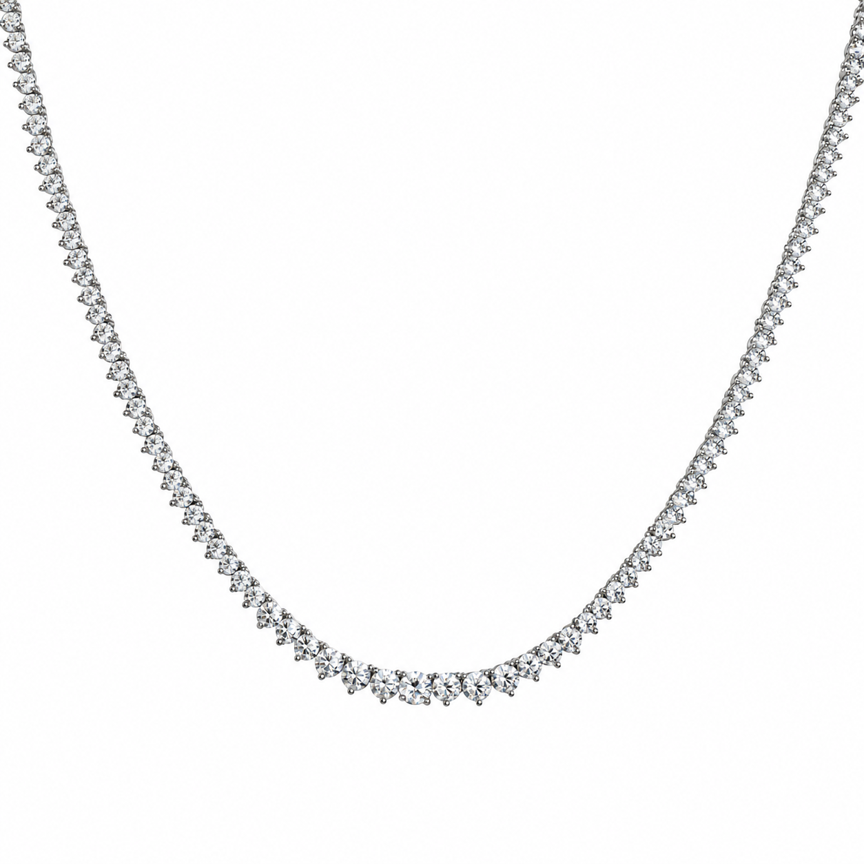 Sterling silver Riviera cz diamond tennis necklace