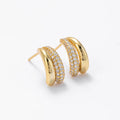 Silver gold plated double layer curved studs