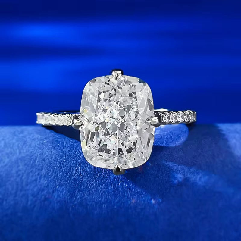 Sterling silver radiant cut cz diamond ring