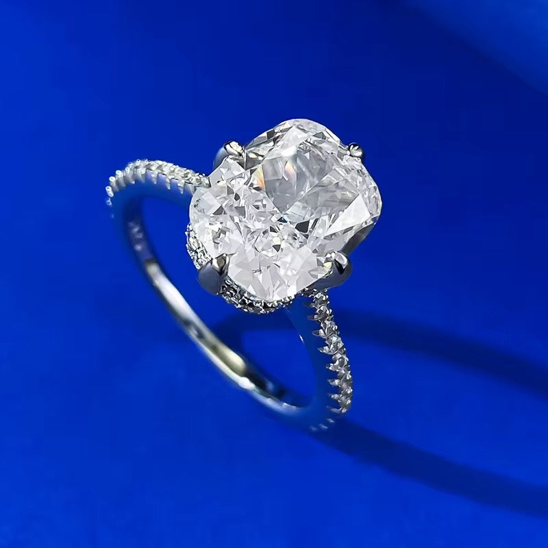 Sterling silver radiant cut cz diamond ring