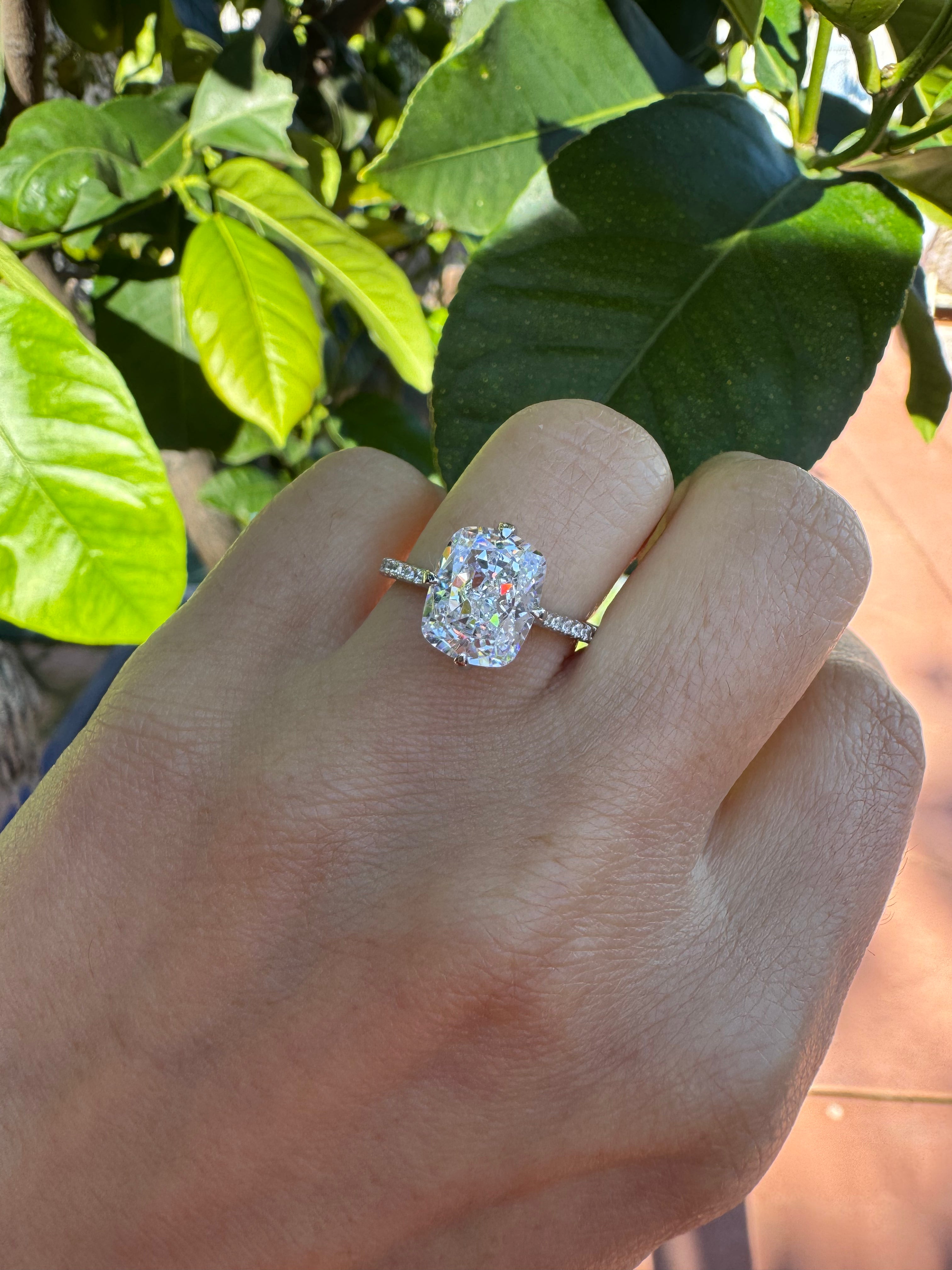Sterling silver radiant cut cz diamond ring