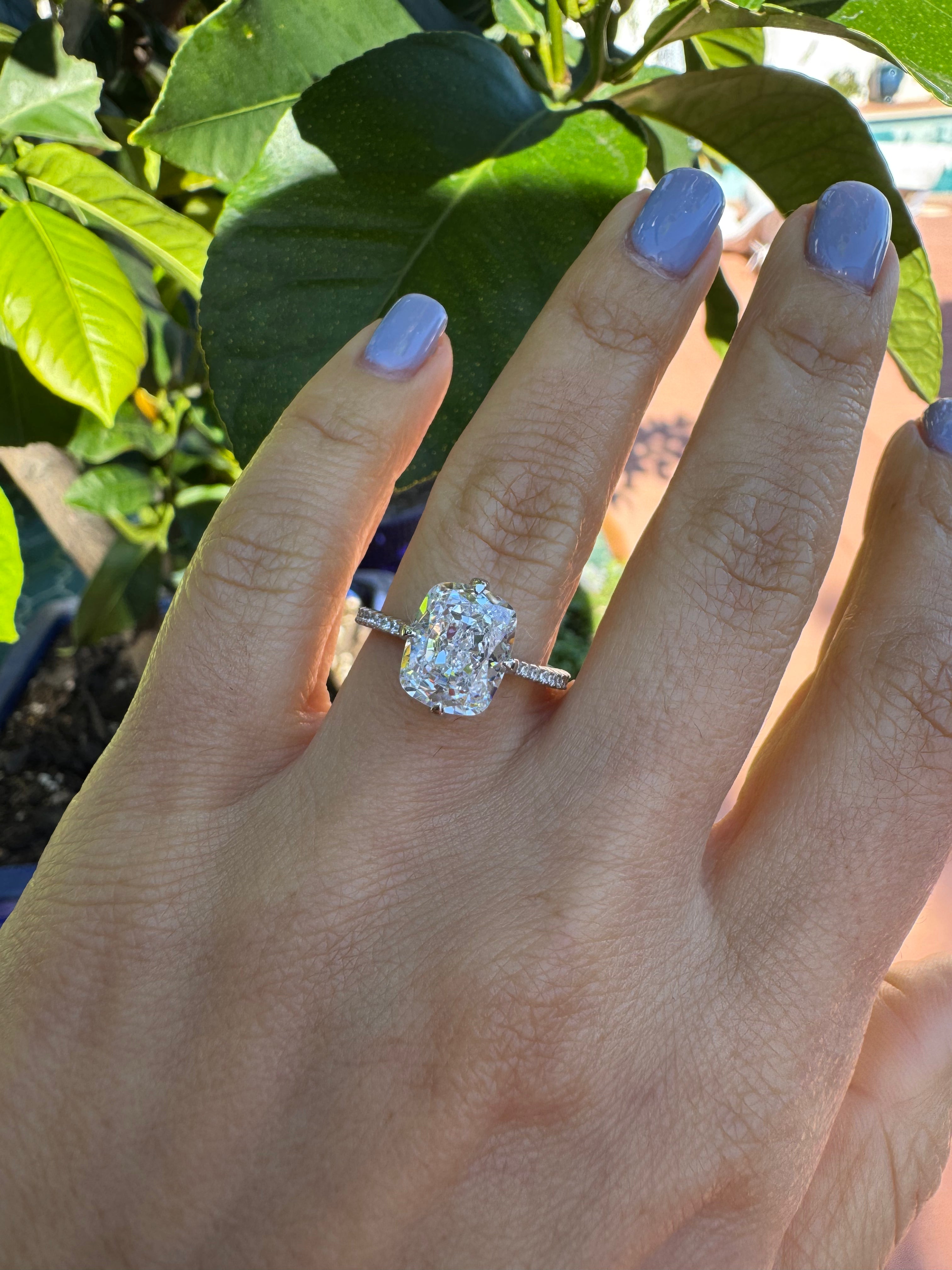 Sterling silver radiant cut cz diamond ring