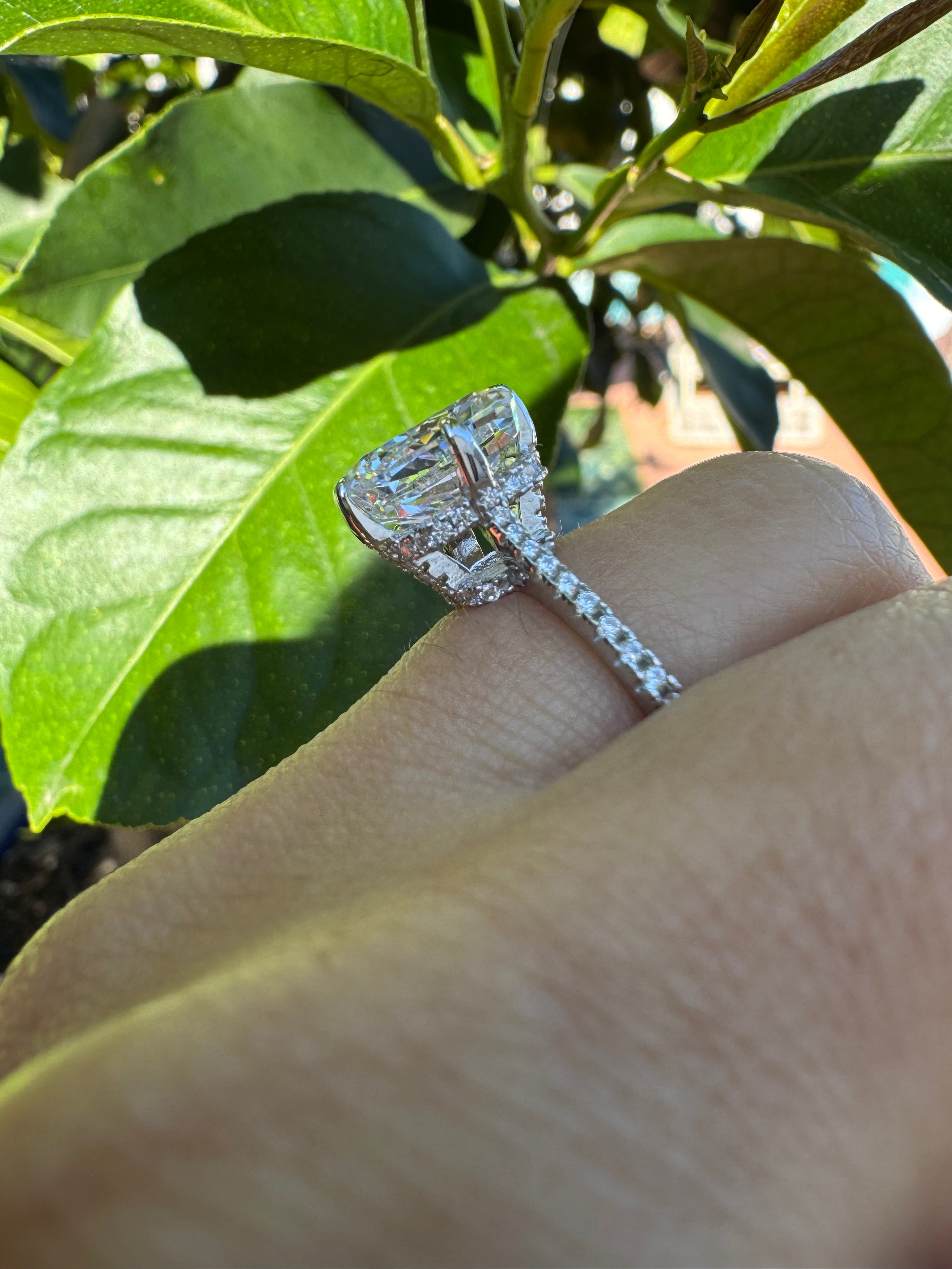 Sterling silver radiant cut cz diamond ring