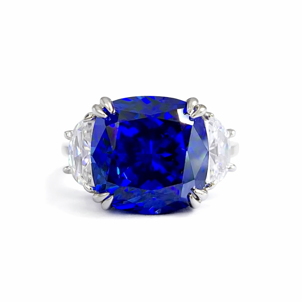 Sterling silver simulated sapphire ring