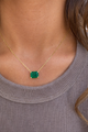 “Ivy” silver gold plated rectangular emerald necklace
