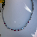 Sterling silver ruby cz diamond tennis necklace