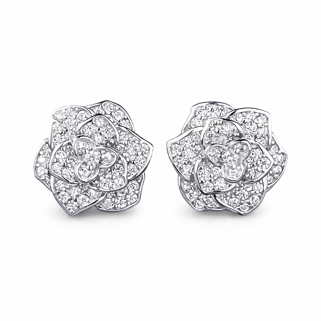 Sterling silver rose stud earrings