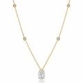 14k solid gold 1 ct pear lab diamond necklace