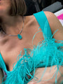 “Maldives” sterling silver large pear paraiba necklace
