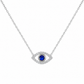 “Ojos” Sterling silver dark blue eye necklace