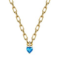 Paperclip necklace with blue heart charm