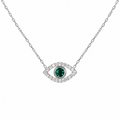 “Ojos” Sterling silver green eye necklace