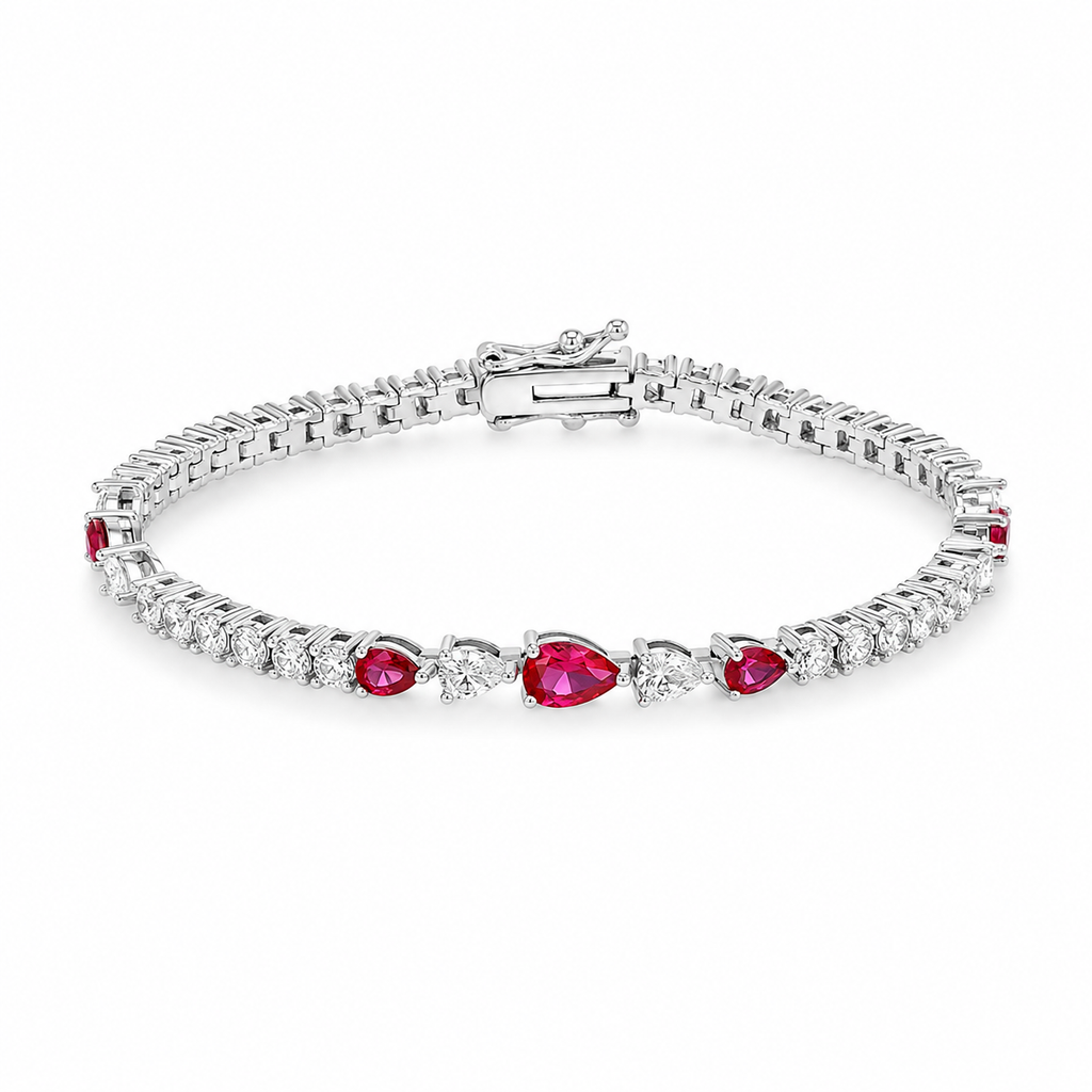 Sterling silver ruby cz tennis bracelet
