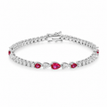 Sterling silver ruby cz tennis bracelet