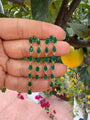 Sterling silver emerald dainty chandelier earrings