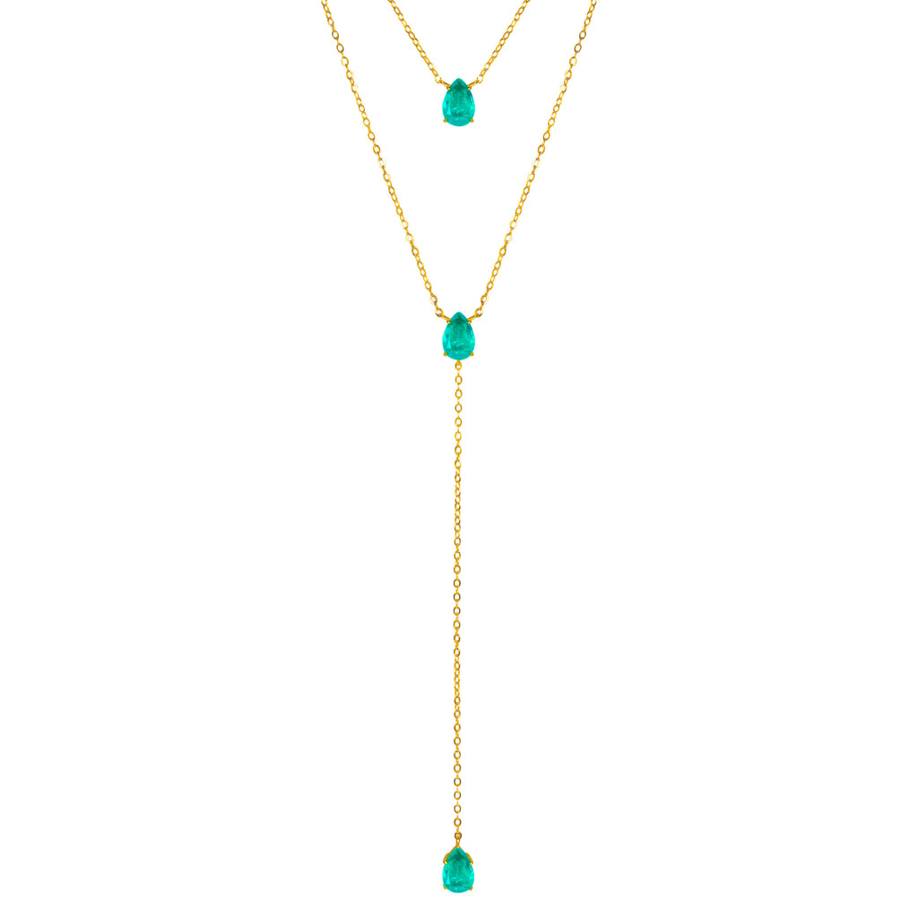 Silver gold plated paraiba lariat necklace set