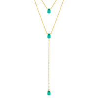 Silver gold plated paraiba lariat necklace set