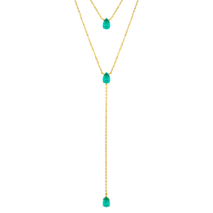 Silver gold plated paraiba lariat necklace set