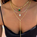 Sterling silver gold plated dainty green hamsa necklace