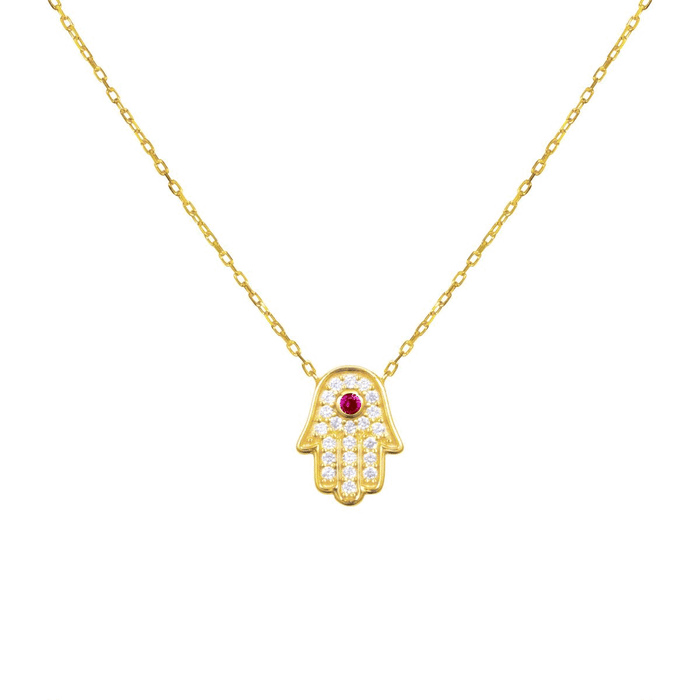 Sterling silver gold plated dainty hamsa necklace