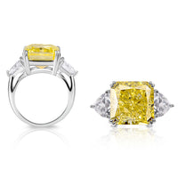 Sterling silver simulated yellow diamond asscher cut ring