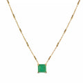 “Ivy” silver gold plated square emerald necklace
