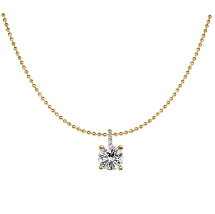 Silver gold plated ball chain round cz diamond necklace