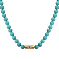 Turquoise beaded gold rod eye necklace