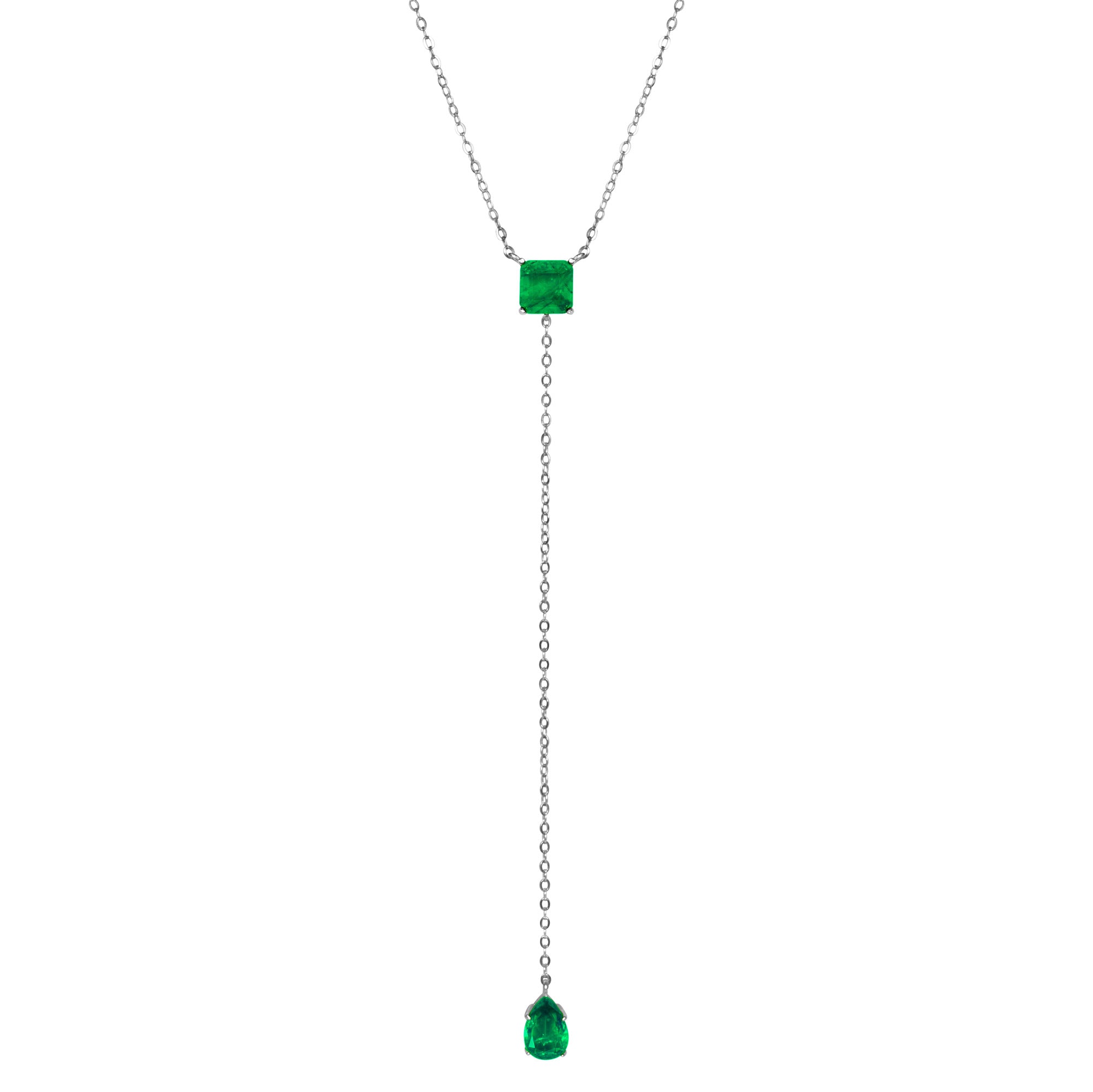“Contessa” Sterling silver emerald lariat