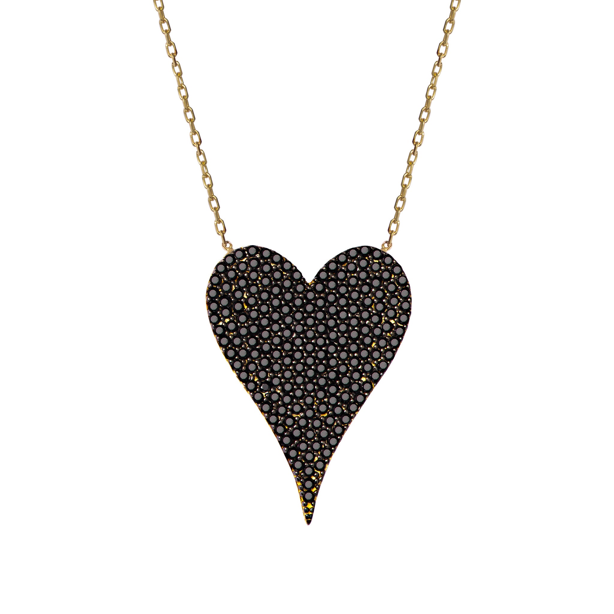 Silver gold plated black “Amore” MEDIUM heart necklace - Free Gift