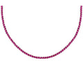 Sterling silver 3 mm ruby cz diamond tennis necklace