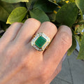 Silver gold plated pave emerald cocktail ring