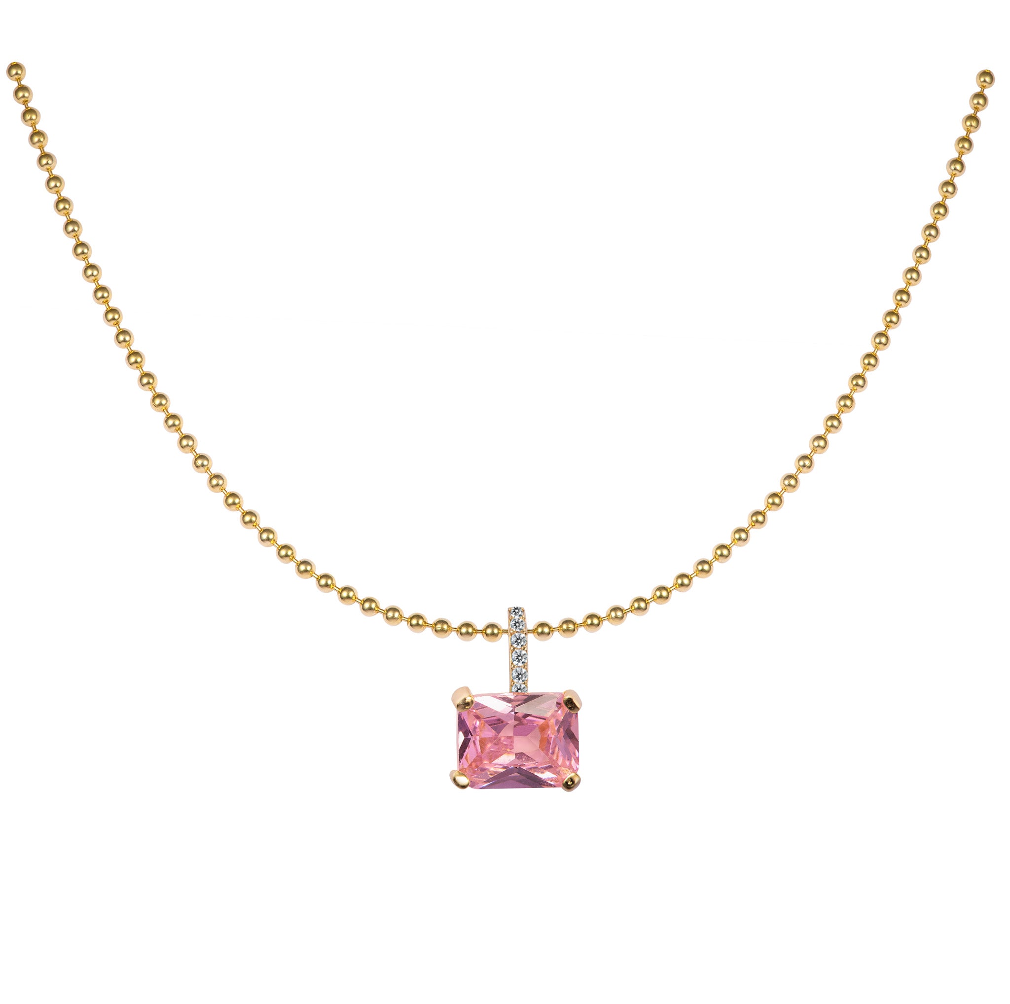 Silver gold plated ball chain "single" charm necklace