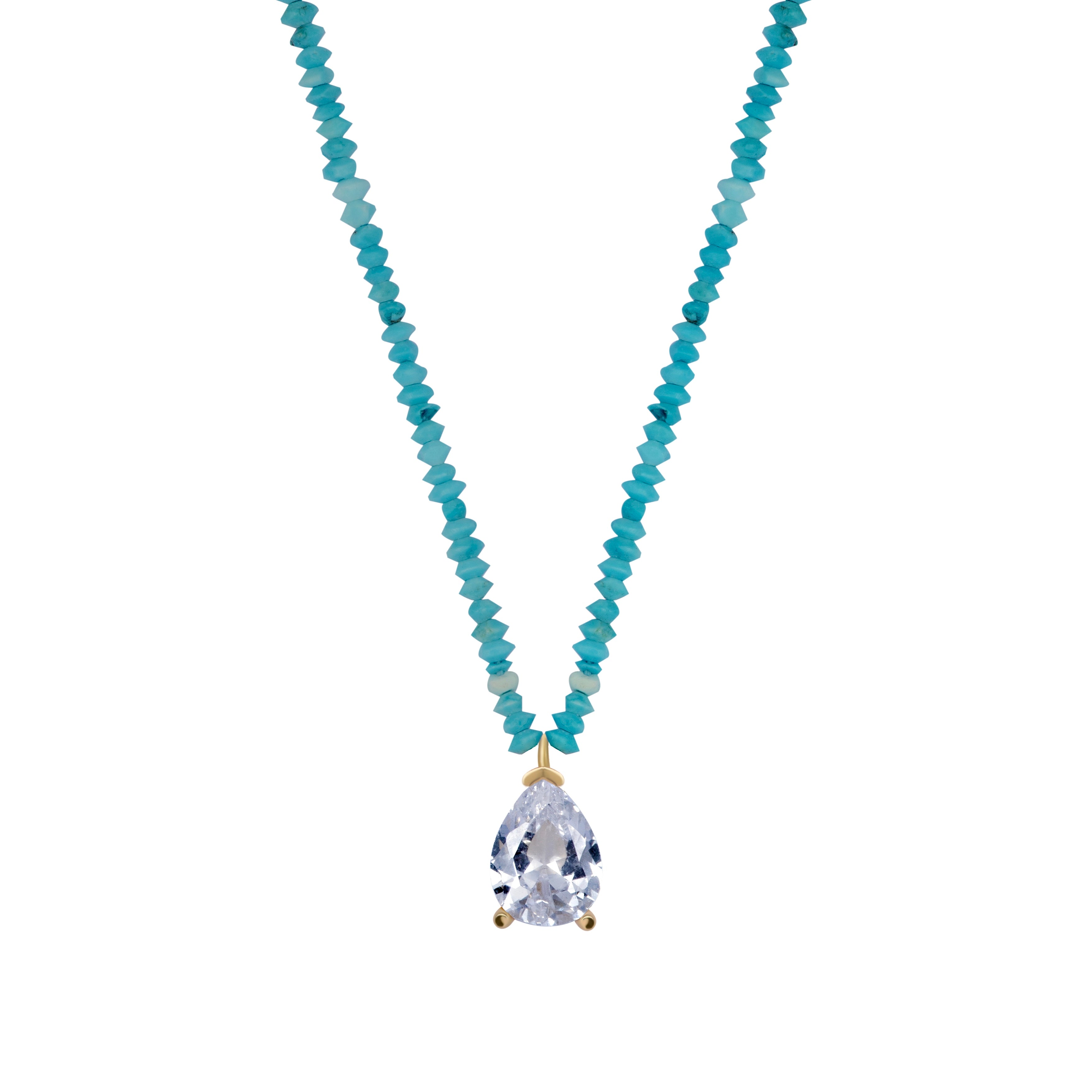 PRE-ORDER Natural turquoise beaded tear drop necklace